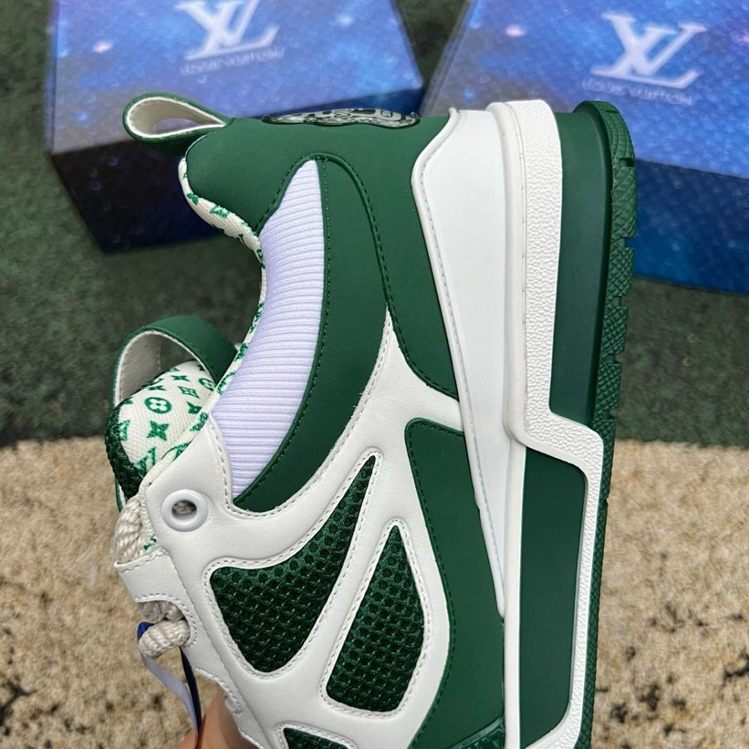 Louis Vuitton LV Trainer Sneaker Green White 1A9Z1C Luxury Designer Mesh Calf Leather Low Top Men's Women's Streetwear Trainers Shoes