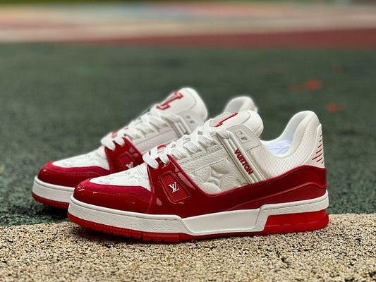 Louis Vuitton LV Trainer Monogram White Red Sneakers