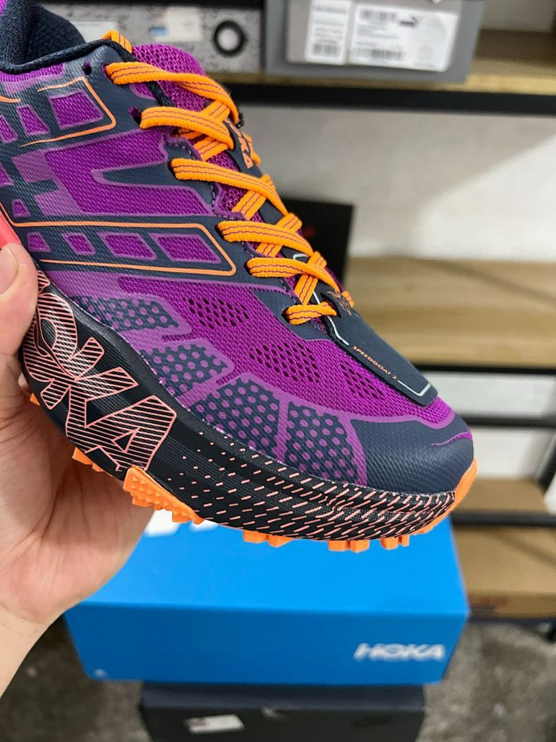 Hoka Speedgoat 5 Men's Trail Running Shoes - Dark Violet / Amber Yellow (1123123)