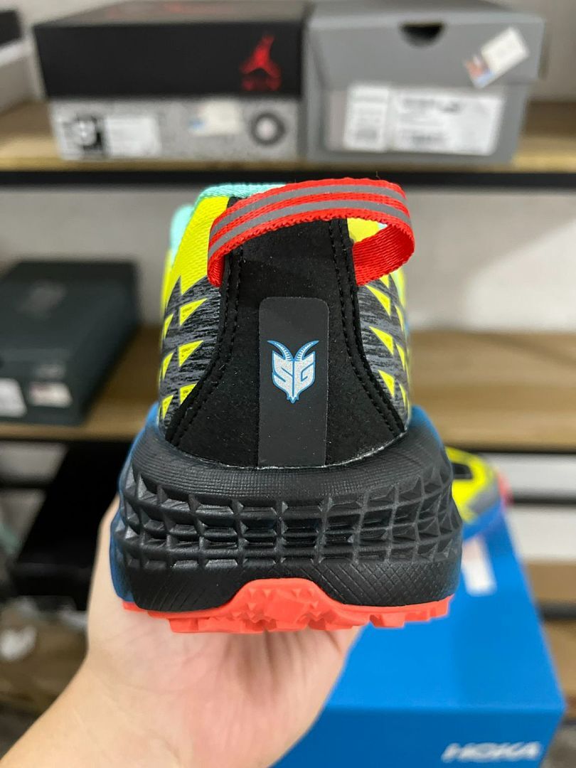 Hoka Speedgoat 5 Men's Trail Running Shoes 1123123-BYBC Bright Yellow Blue Coral Vibram Megagrip