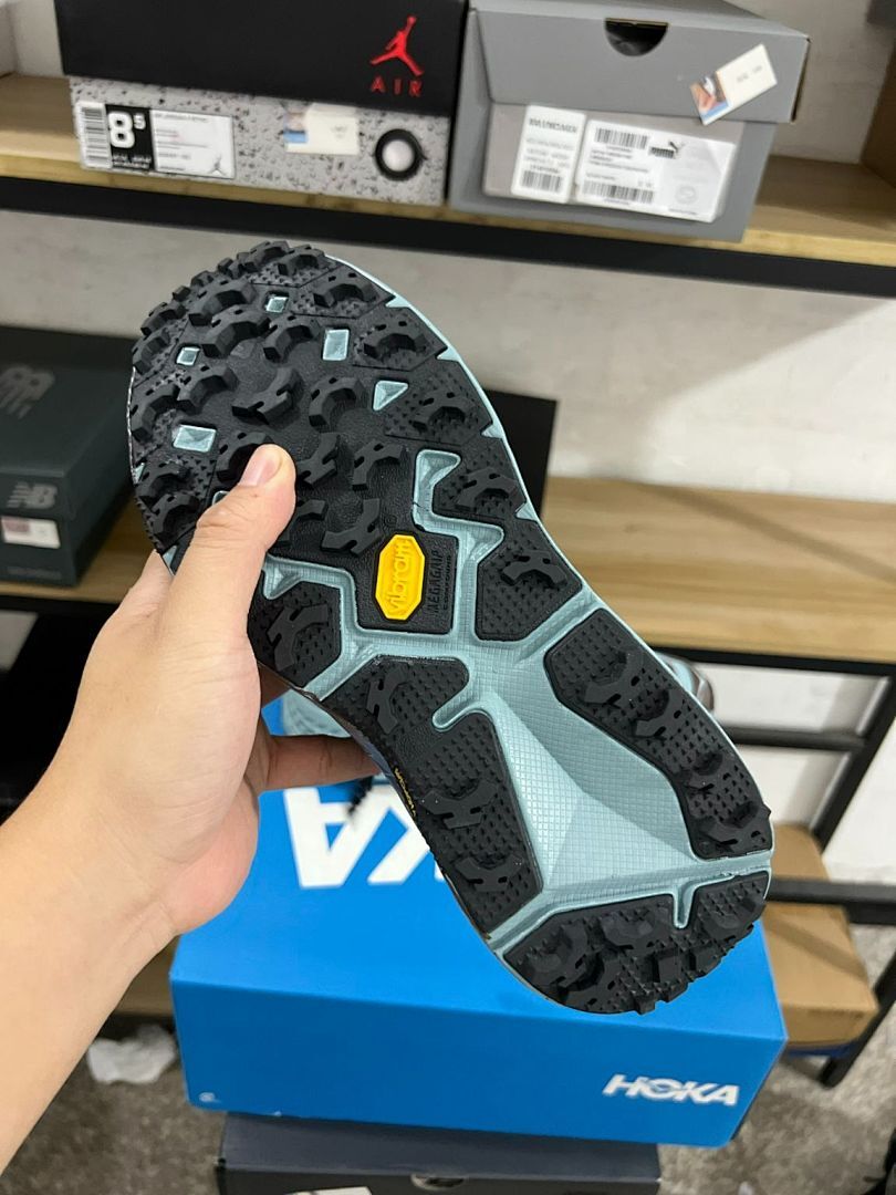 Hoka Speedgoat 5 Men's Trail Running Shoes - Mink / Blue Haze (1123126) - Durable Off-Road Hiking Sneakers, Cushioned, Vibram Sole