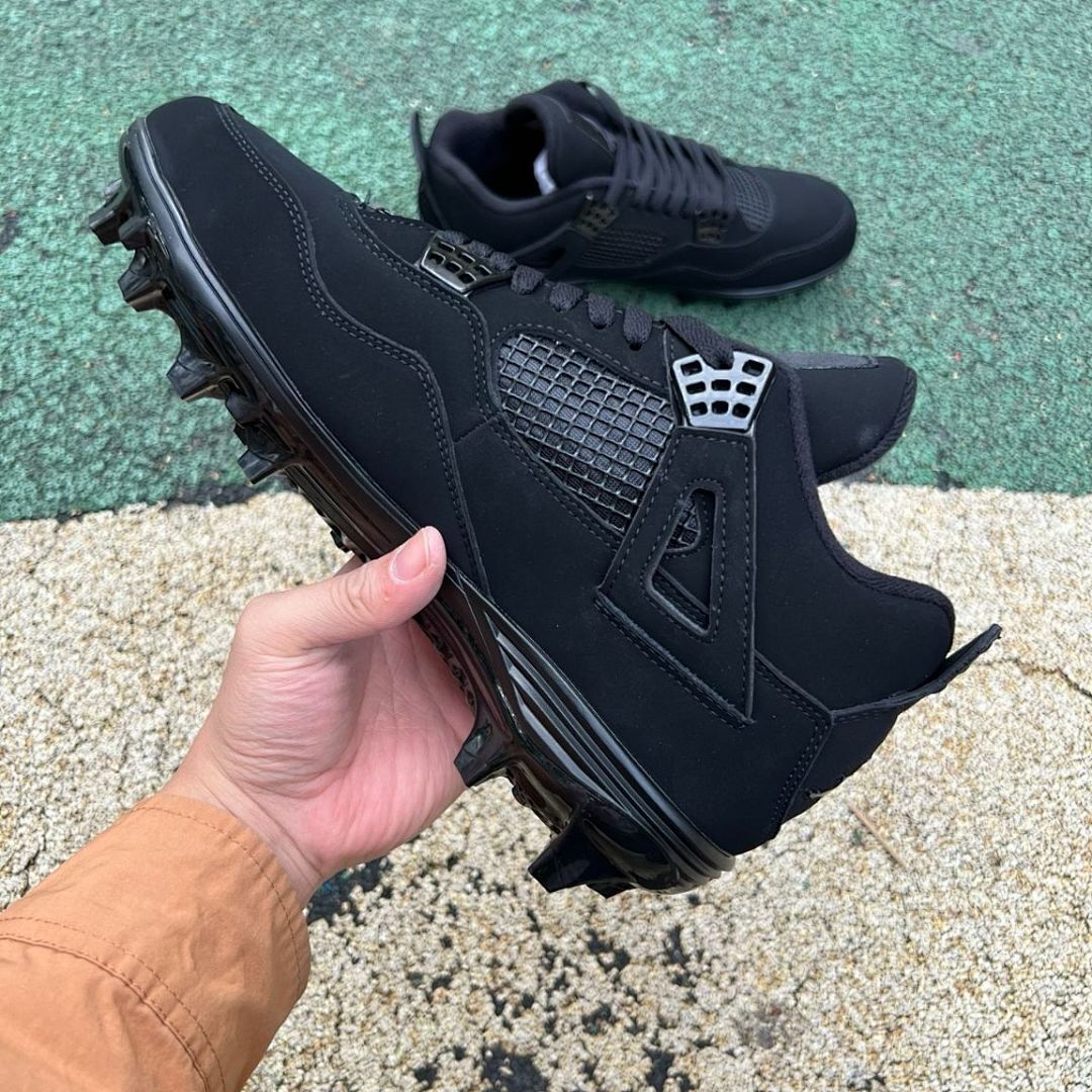 Nike Air Jordan 4 Retro Cleats Triple Black Men's Baseball Football Spikes