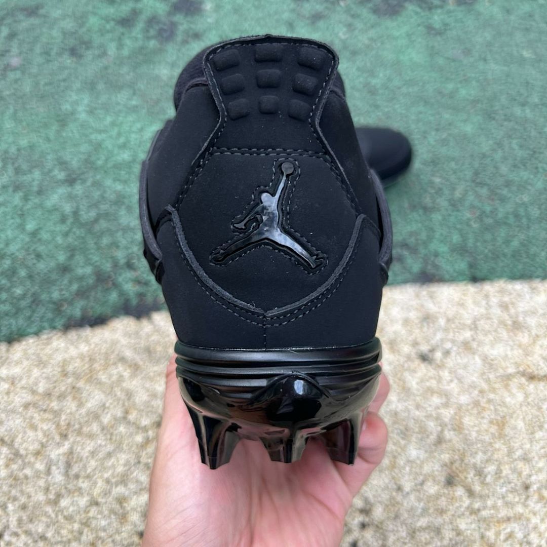 Nike Air Jordan 4 Retro Cleats Triple Black Men's Baseball Football Spikes