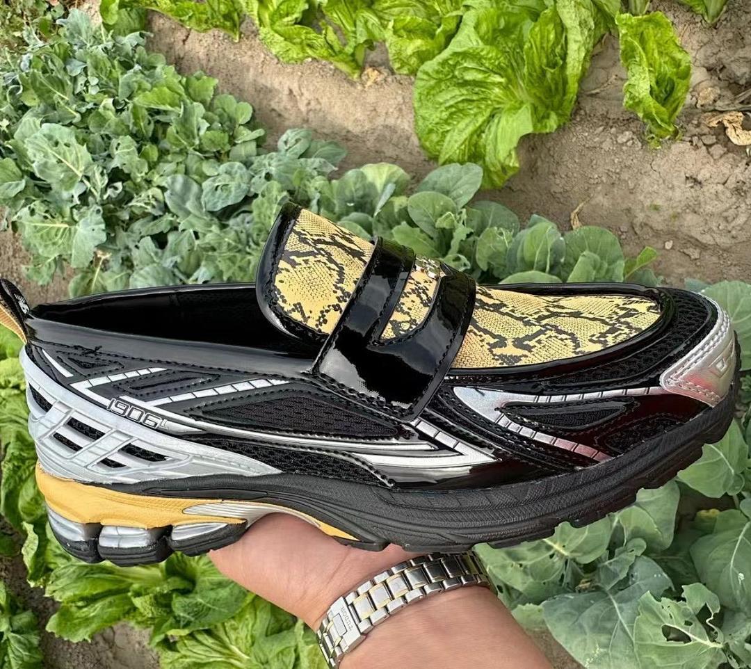 New Balance 1906L Black Gold Metallic Patent Leather Loafer Sneaker Hybrid