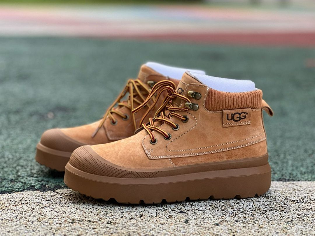 UGG Women's Classic Sugar Utility Platform Suede Ankle Boots Mustard Seed 1130089