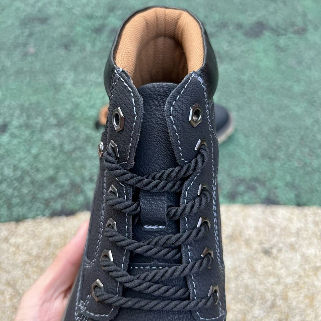 Black Men's Fashion Ankle Boots - Lace-Up Casual & Workwear Footwear with Tan Sole