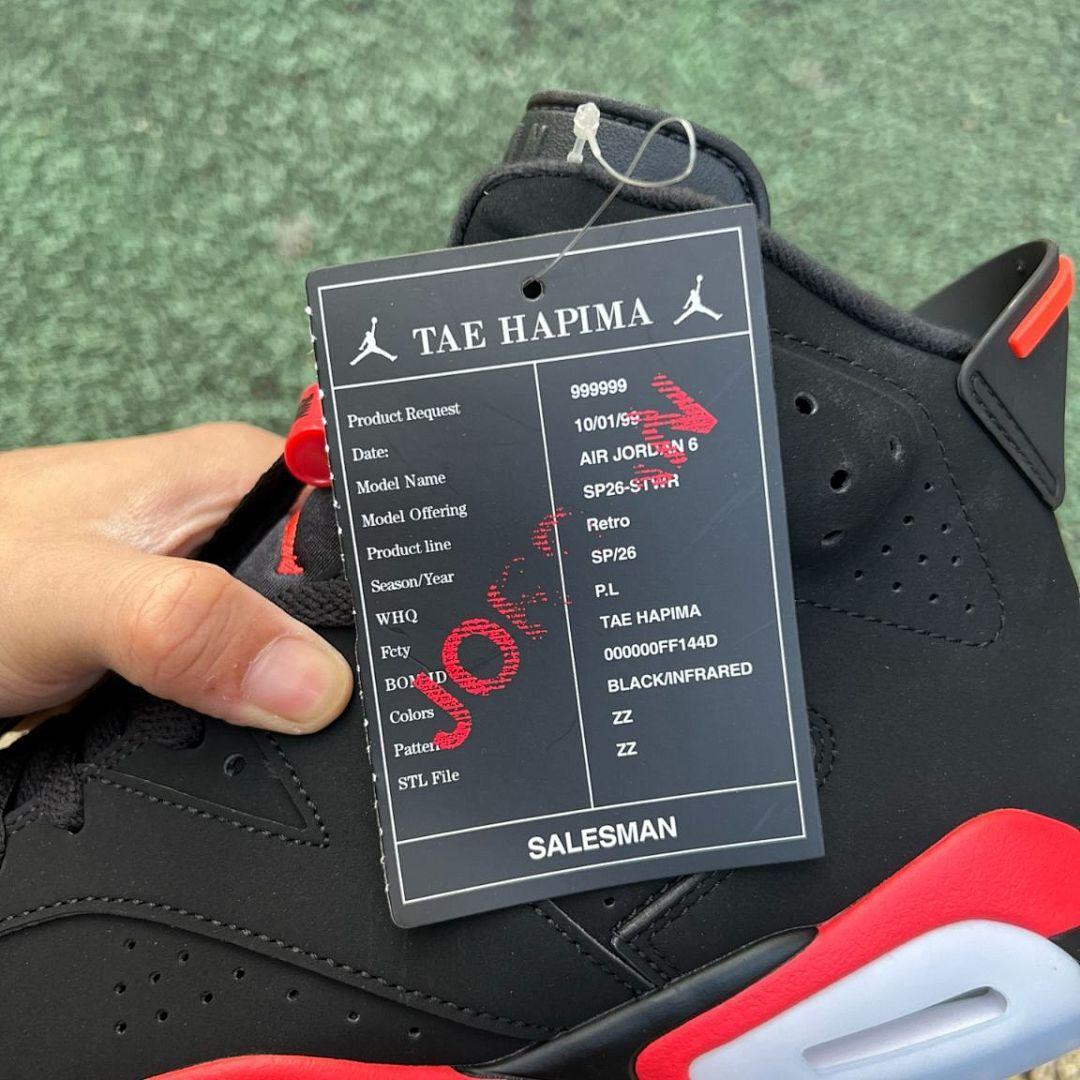 Nike Air Jordan 6 Retro "Infrared" Black Red Men's Basketball Shoes Sneakers 384664-060