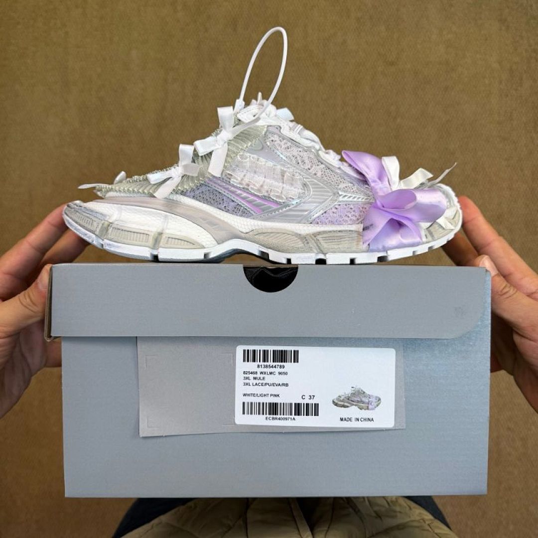 ASICS x Cecilie Bahnsen GEL-Kayano 14 Women's Pure Silver White Purple Iridescent Bows Floral Lace Limited Edition Designer Sneakers Trainers 1203A305-100