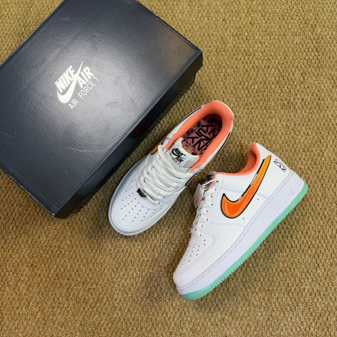 Nike Air Force 1 Low NY vs NY White Total Orange Mint Foam Black Men's Women's Sneakers Shoes DV2122-100