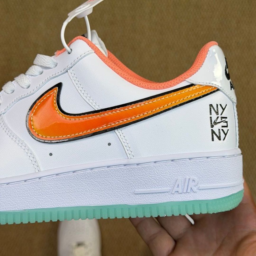 Nike Air Force 1 Low NY vs NY White Total Orange Mint Foam Black Men's Women's Sneakers Shoes DV2122-100