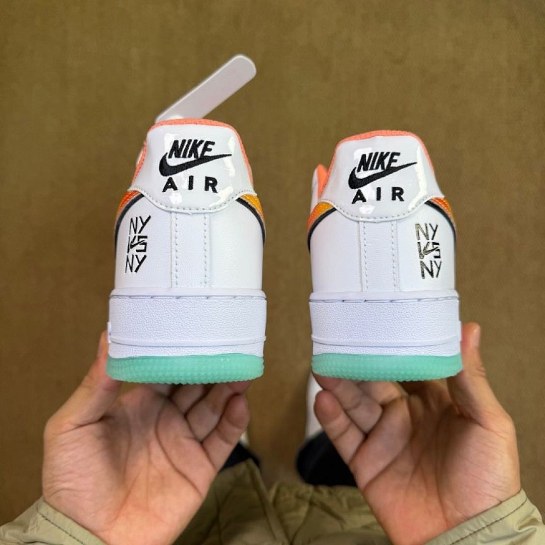 Nike Air Force 1 Low NY vs NY White Total Orange Mint Foam Black Men's Women's Sneakers Shoes DV2122-100