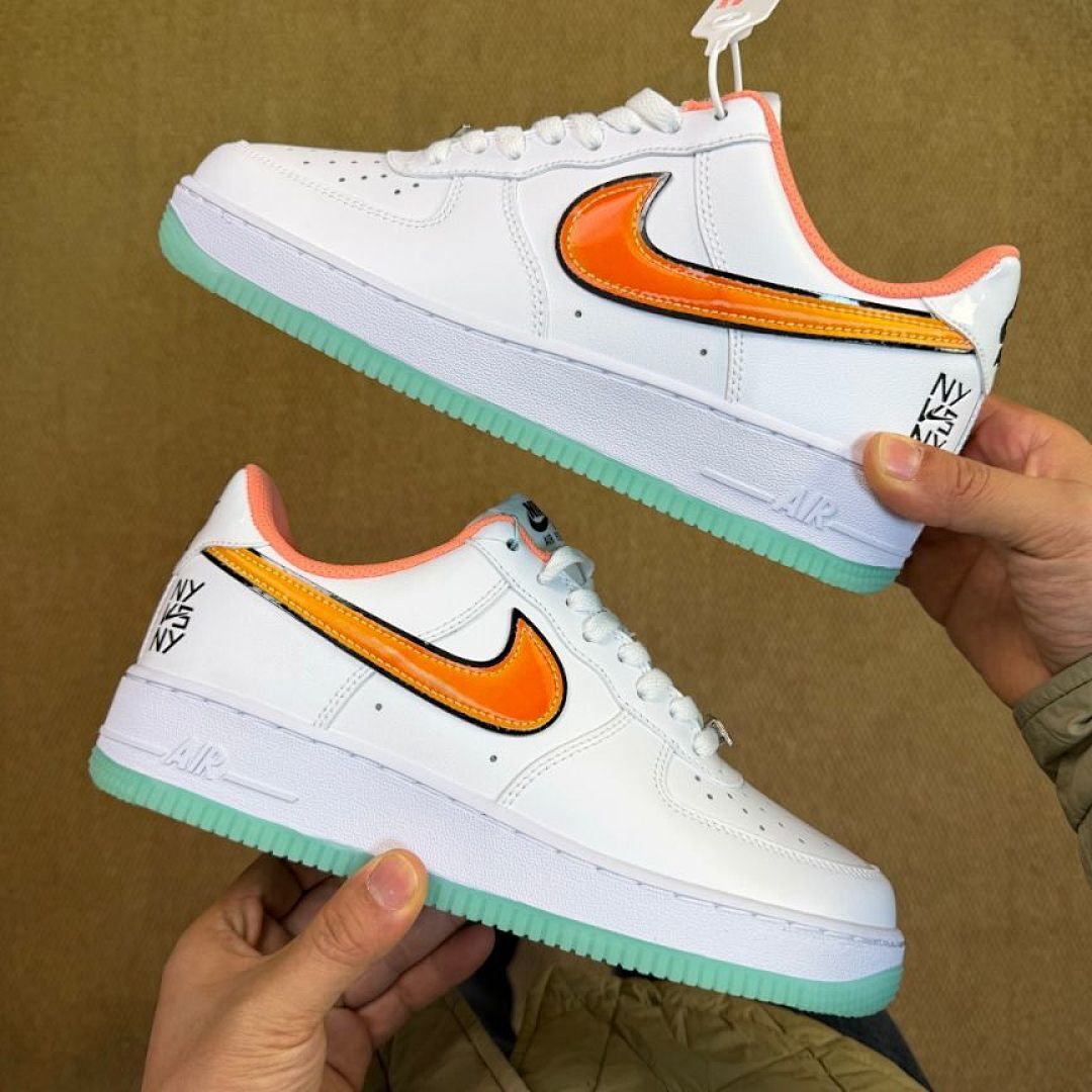Nike Air Force 1 Low NY vs NY White Total Orange Mint Foam Black Men's Women's Sneakers Shoes DV2122-100