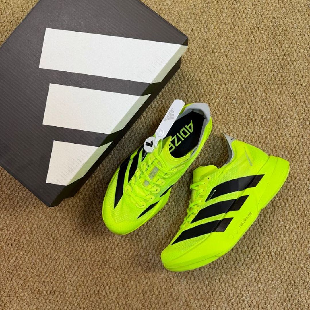 Adidas Adizero Adios Pro 3 Running Shoes Solar Yellow Core Black Lightstrike Pro Marathon Race Performance Training Sneakers (HQ3511)