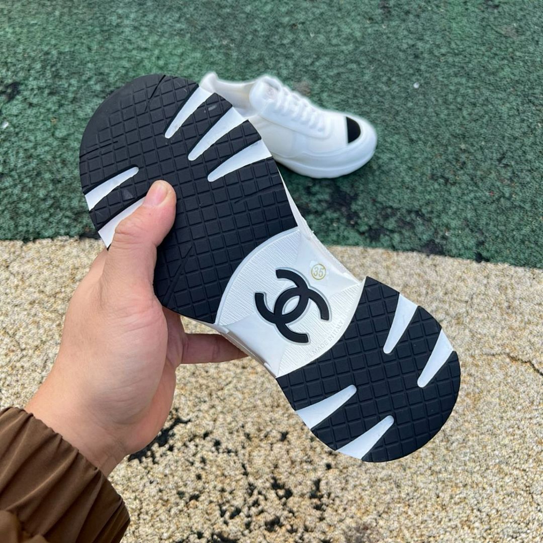 Chanel Low-Top Trainers White & Black G37136 Women's Luxury Chunky Sneakers Block Heel