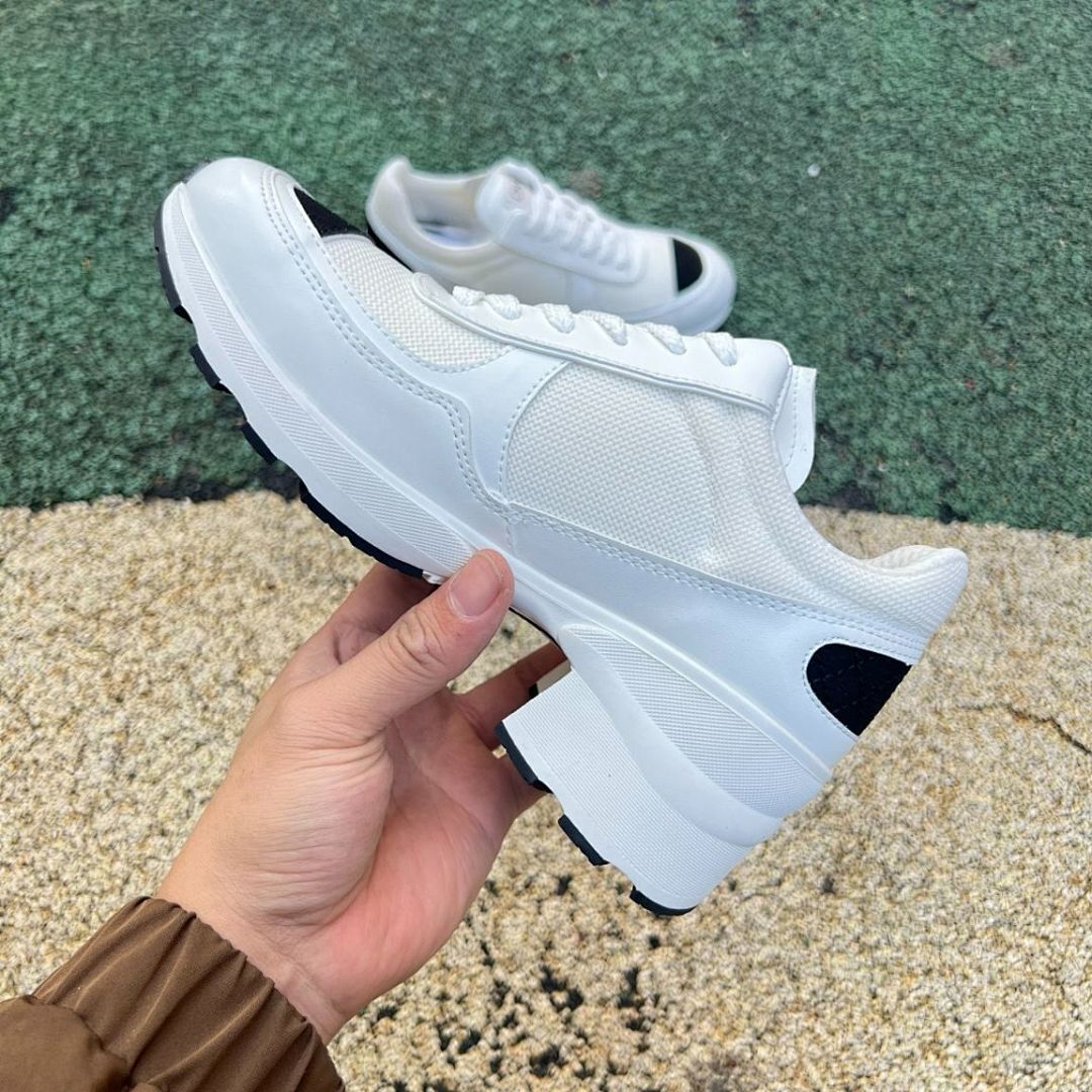 Chanel Low-Top Trainers White & Black G37136 Women's Luxury Chunky Sneakers Block Heel