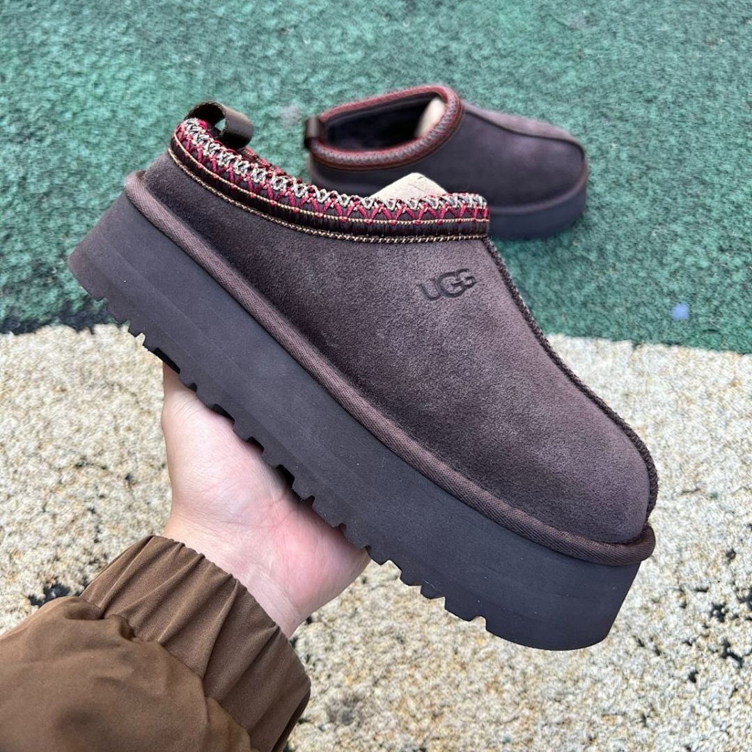 UGG Tazz Platform Slipper Women's Espresso 1122553 Cozy Suede Mule