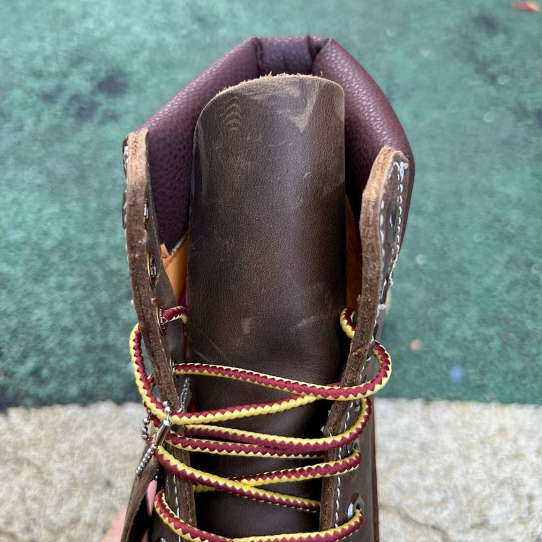 Timberland Men's 6-Inch Premium Waterproof Boots Dark Brown Nubuck Red Lug Sole A10001