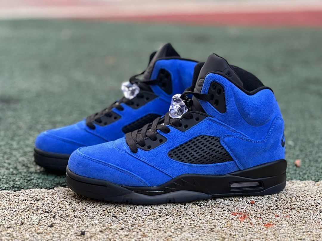 Jordan 5 Retro Blue Suede Game Royal Black Men's Sneakers 136027-401