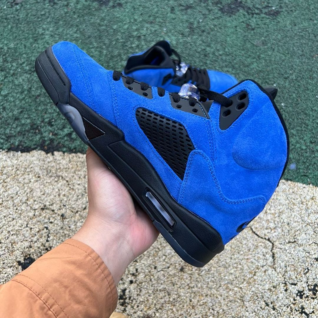 Jordan 5 Retro Blue Suede Game Royal Black Men's Sneakers 136027-401