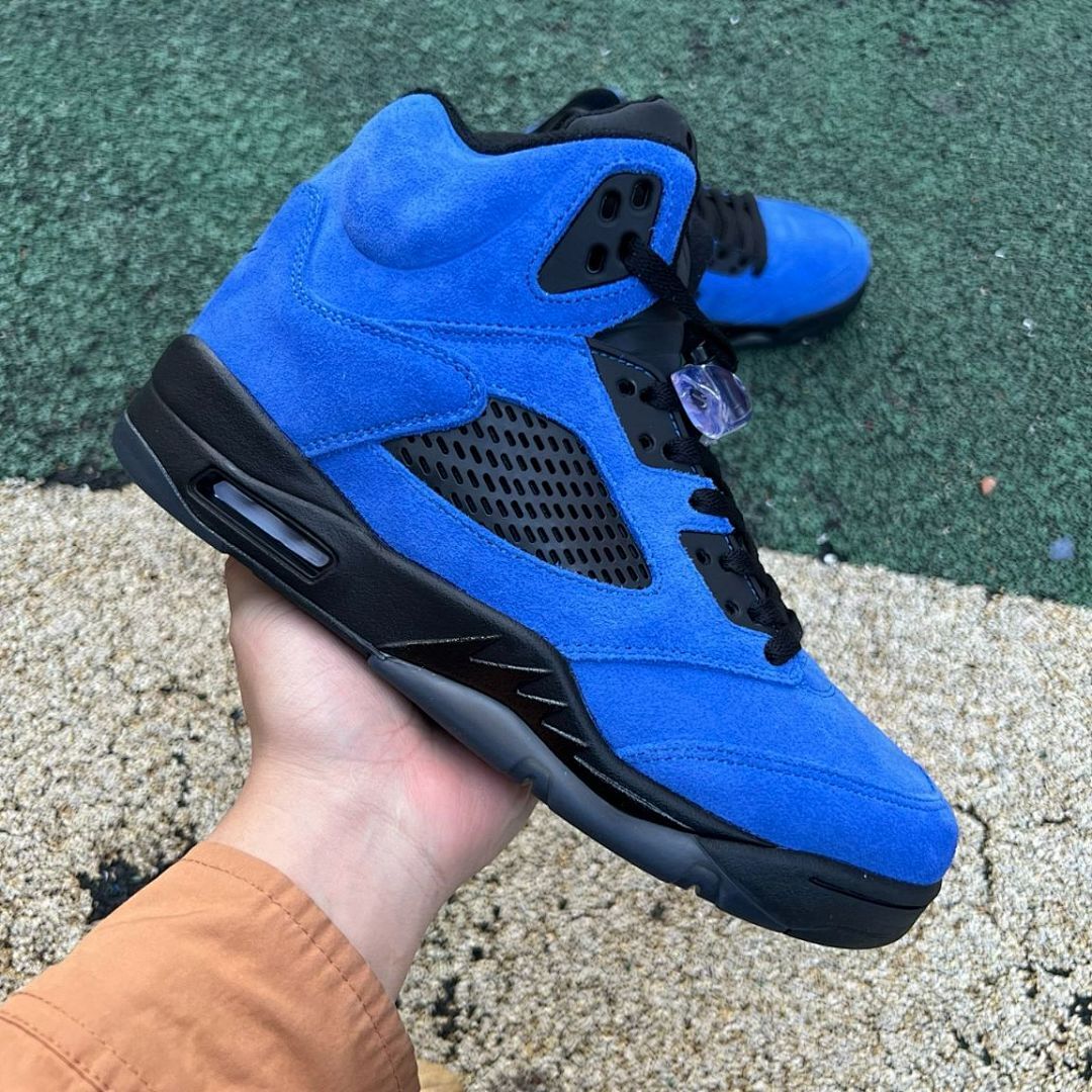 Jordan 5 Retro Blue Suede Game Royal Black Men's Sneakers 136027-401