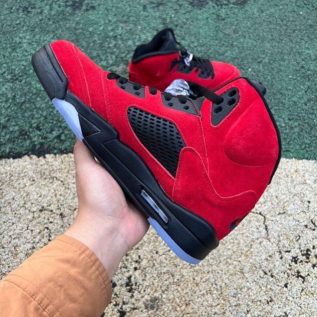 Air Jordan 5 Retro Raging Bull DD0587-600 Men's Varsity Red Suede Black Icy Sole Sneakers