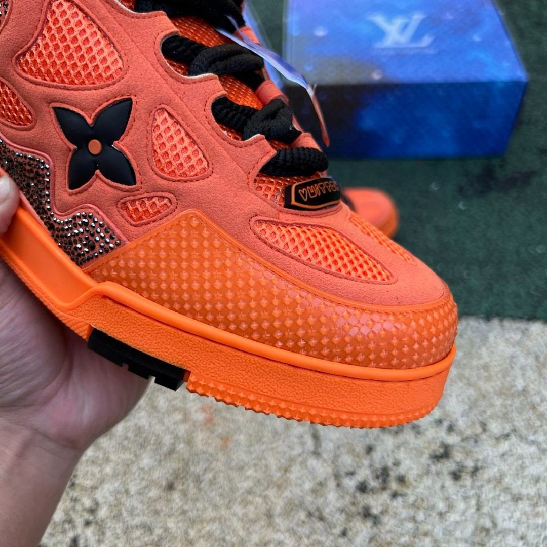 Louis Vuitton LV Trainer Sneaker Orange Full Strass Crystals Men's Women's Luxury Designer Shoes