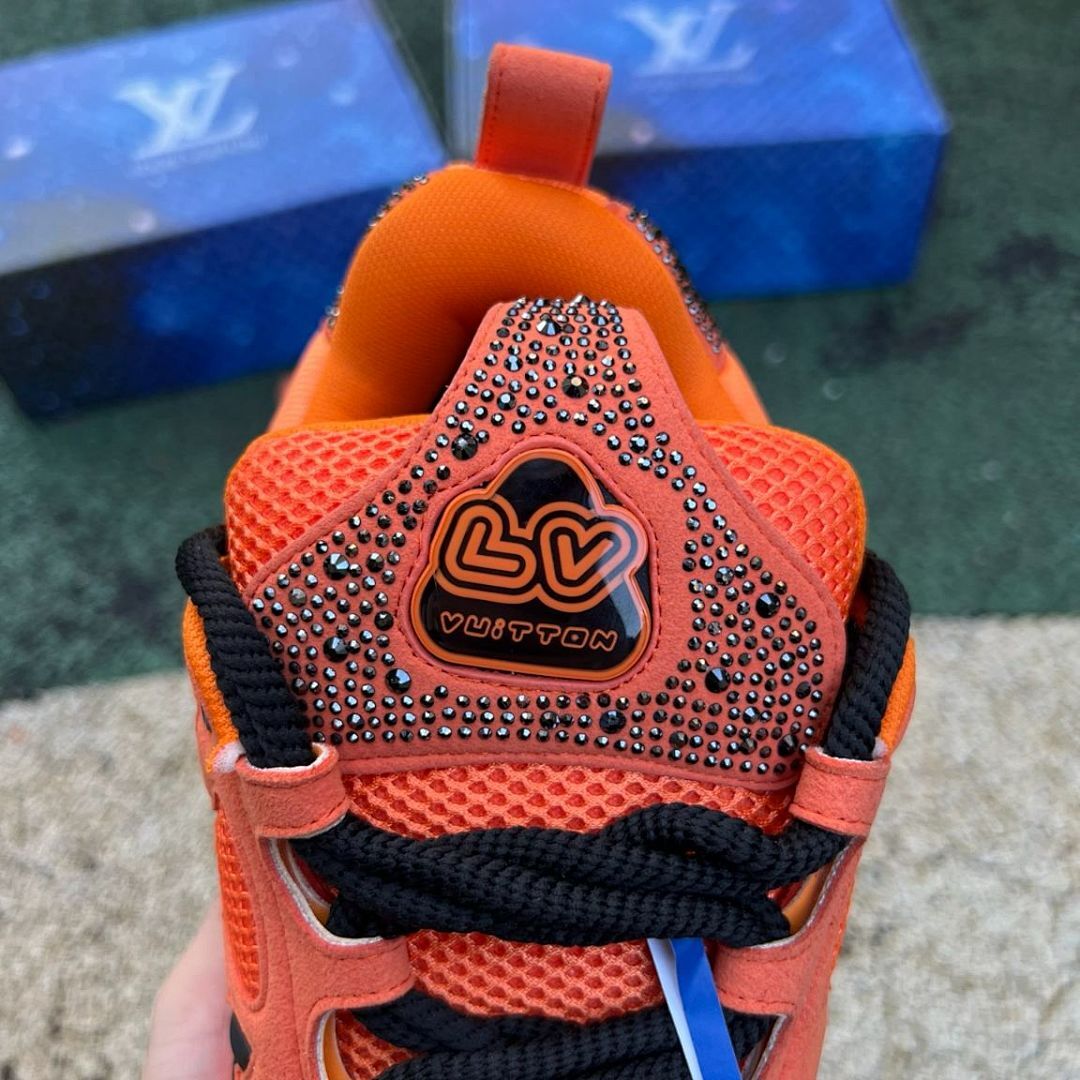 Louis Vuitton LV Trainer Sneaker Orange Full Strass Crystals Men's Women's Luxury Designer Shoes