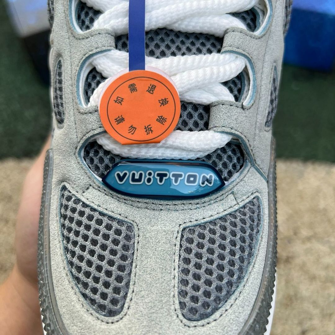 Louis Vuitton LV Trainer Sneaker Grey White Blue Monogram Flower Luxury Designer Shoes Men's Streetwear