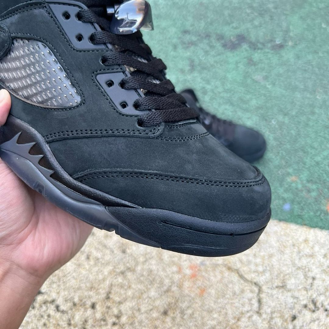 Air Jordan 5 Retro Black Cat CU6675-006 Men's Shoes Triple Black Stealth Premium Nubuck Basketball Sneakers