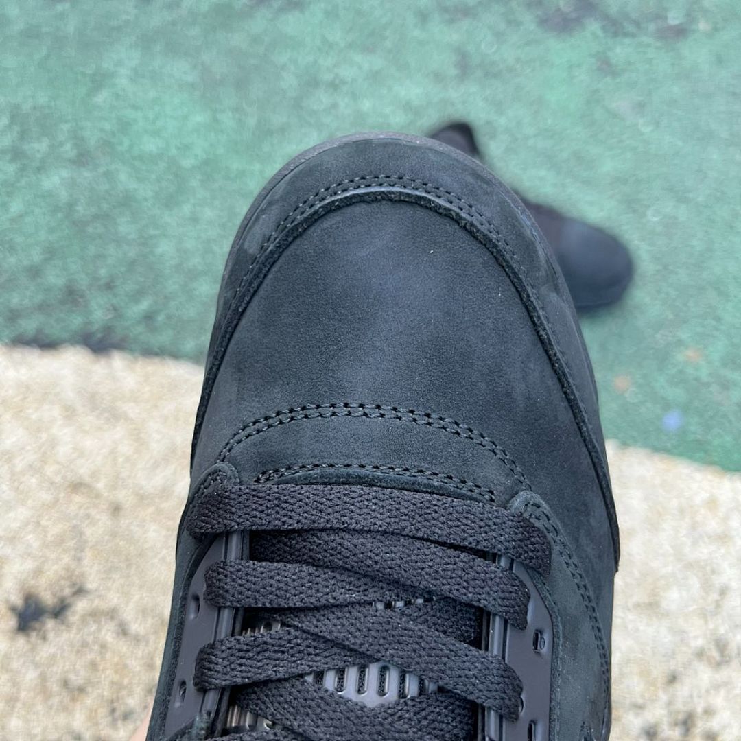 Air Jordan 5 Retro Black Cat CU6675-006 Men's Shoes Triple Black Stealth Premium Nubuck Basketball Sneakers