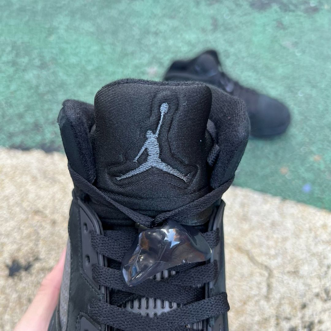 Air Jordan 5 Retro Black Cat CU6675-006 Men's Shoes Triple Black Stealth Premium Nubuck Basketball Sneakers