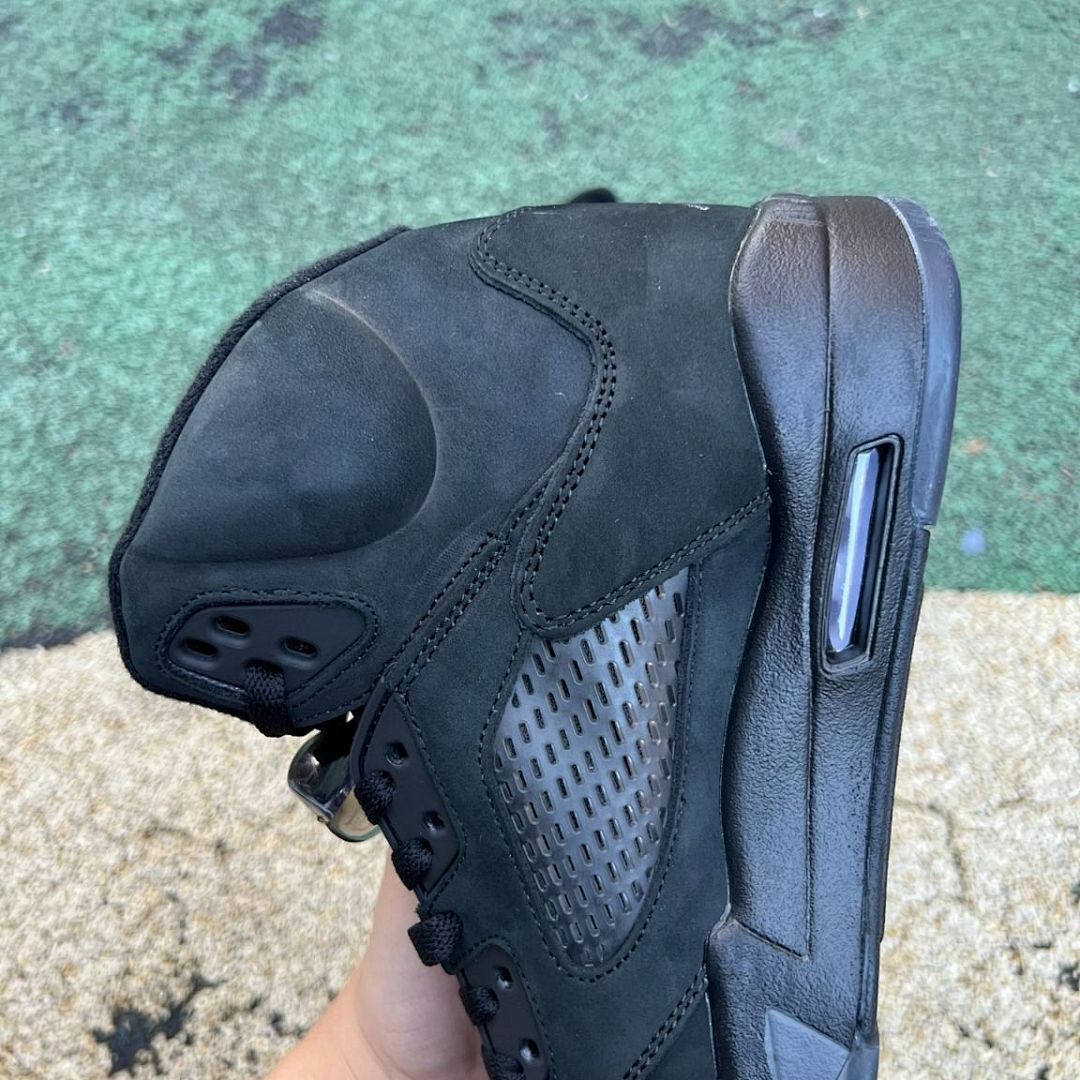 Air Jordan 5 Retro Black Cat CU6675-006 Men's Shoes Triple Black Stealth Premium Nubuck Basketball Sneakers