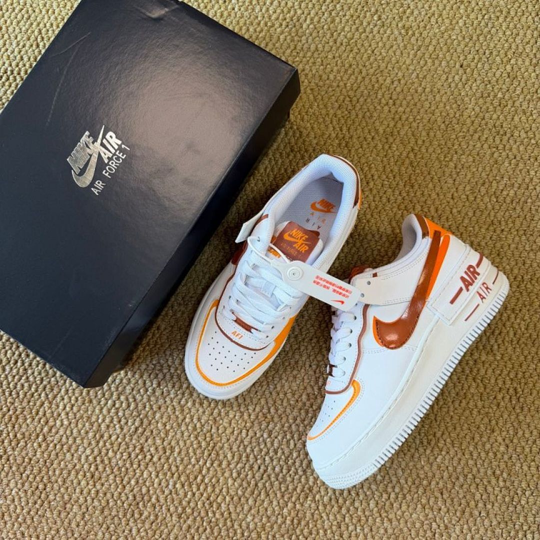 Nike Air Force 1 Shadow Women's White Orange Bronze Gradient Sneakers