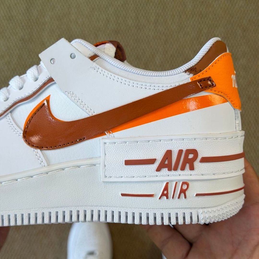 Nike Air Force 1 Shadow Women's White Orange Bronze Gradient Sneakers