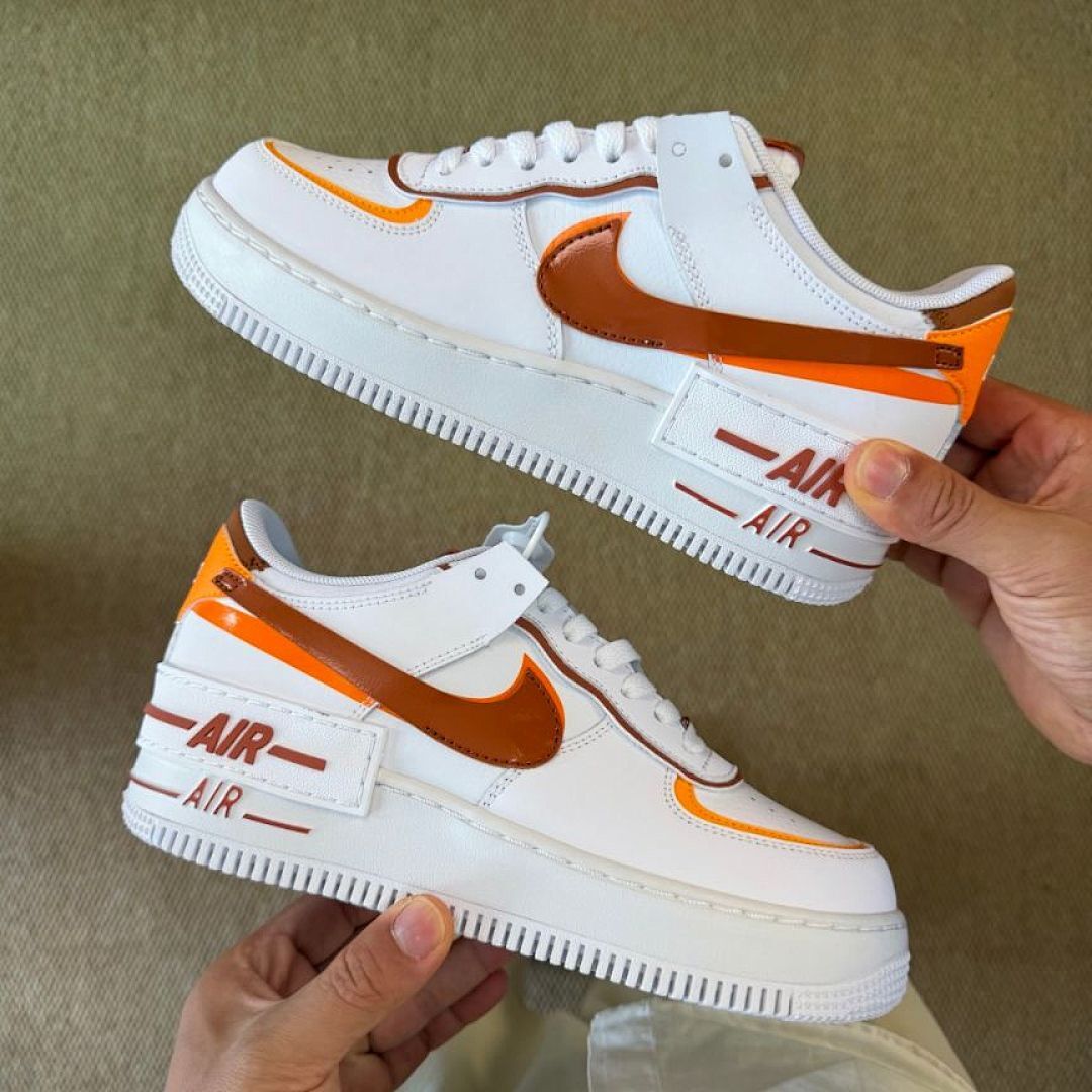 Nike Air Force 1 Shadow Women's White Orange Bronze Gradient Sneakers