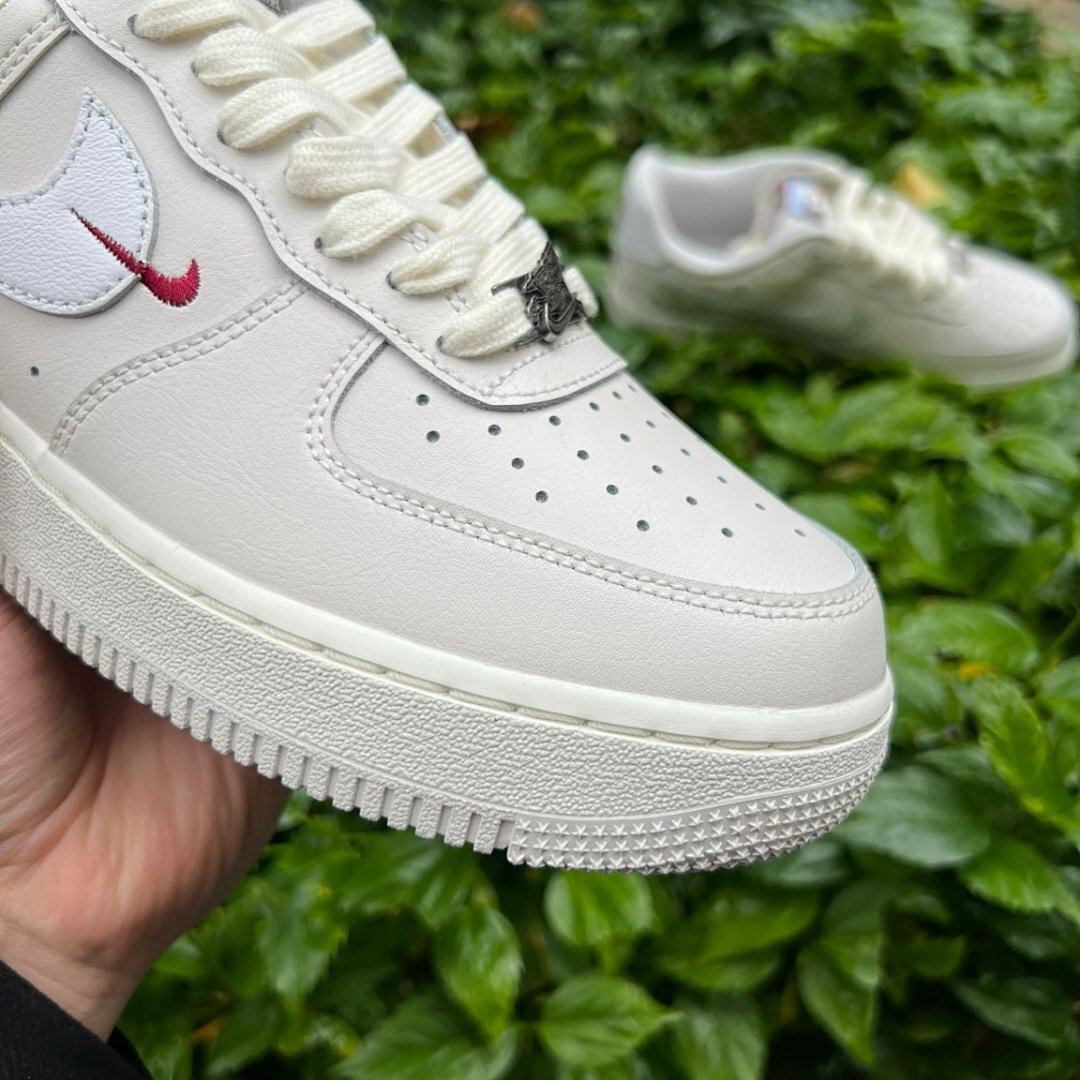 Nike Air Force 1 Low Year of the Dragon 2024 FD0746-100 Sail White Cream Embossed Dragon Pattern Lunar New Year Red Mini Swoosh Sneakers