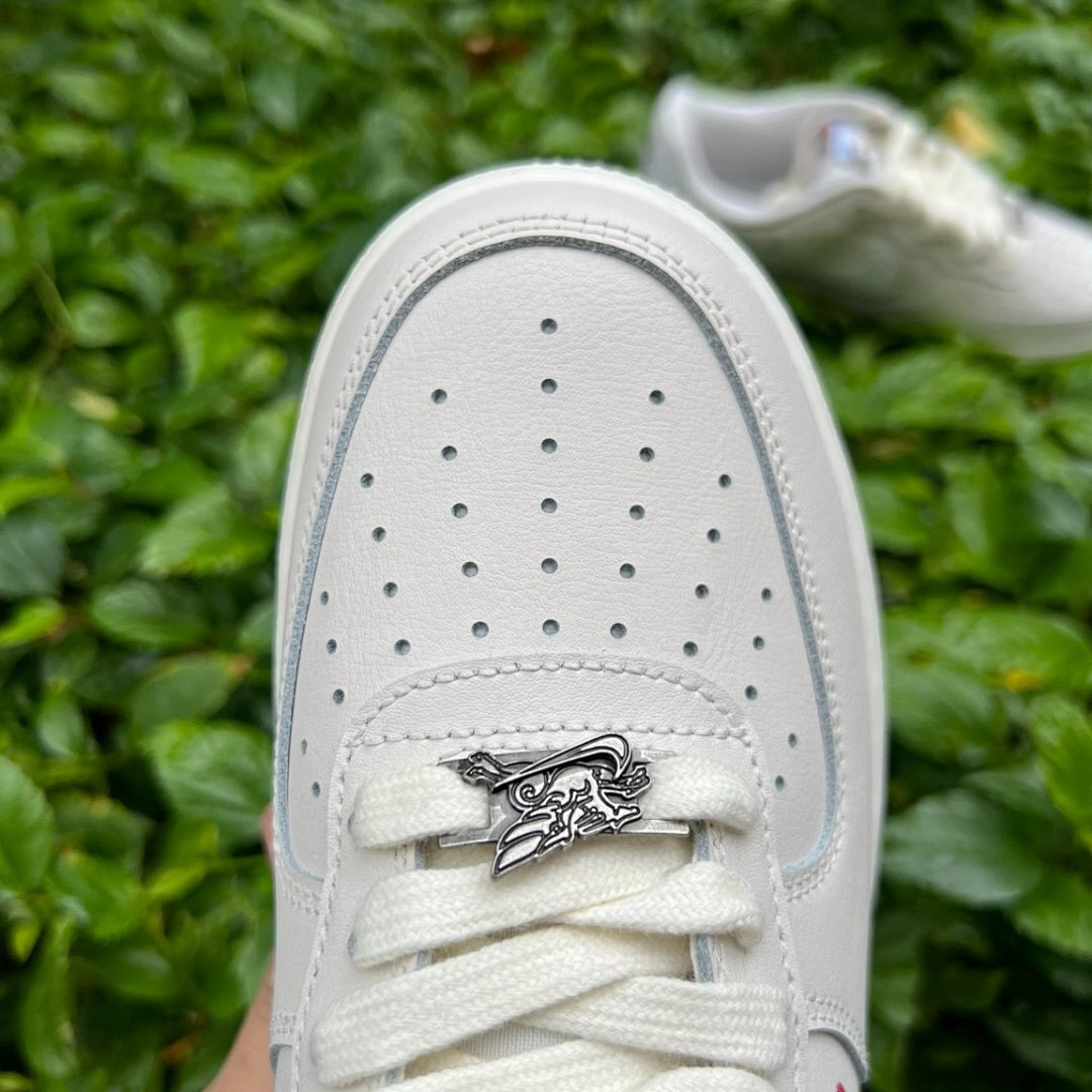 Nike Air Force 1 Low Year of the Dragon 2024 FD0746-100 Sail White Cream Embossed Dragon Pattern Lunar New Year Red Mini Swoosh Sneakers
