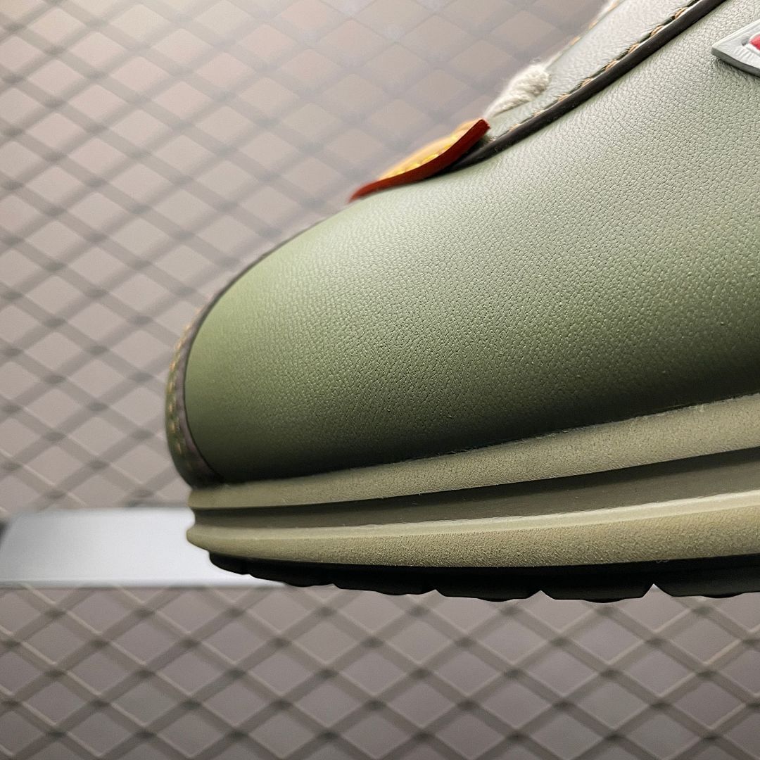 Louis Vuitton Men's LV Runner Khaki Green Leather Sneakers Red LV Logo
