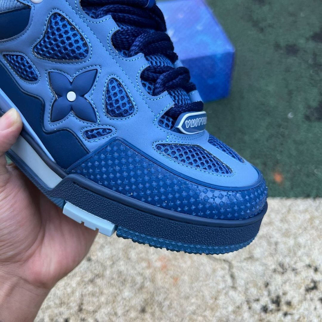 Louis Vuitton LV Trainer Deep Blue Monogram Flower Men's Luxury Sneakers