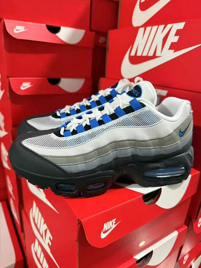 Nike Air Max 95 White Photo Blue Black Grey Gradient Sneakers Men's Women's Running Shoes Trainers Style Code 609048-103