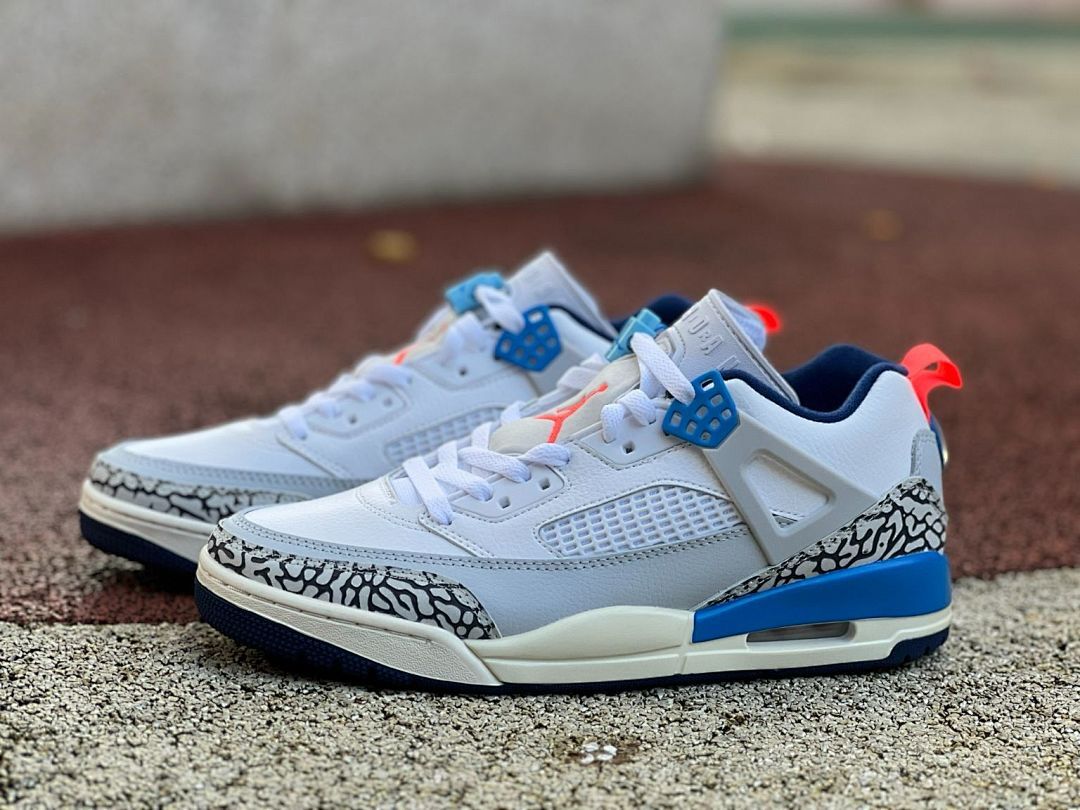 Jordan Spizike Low White Royal Blue Cement Grey Orange Peel FV1527-104 Men's Sneakers