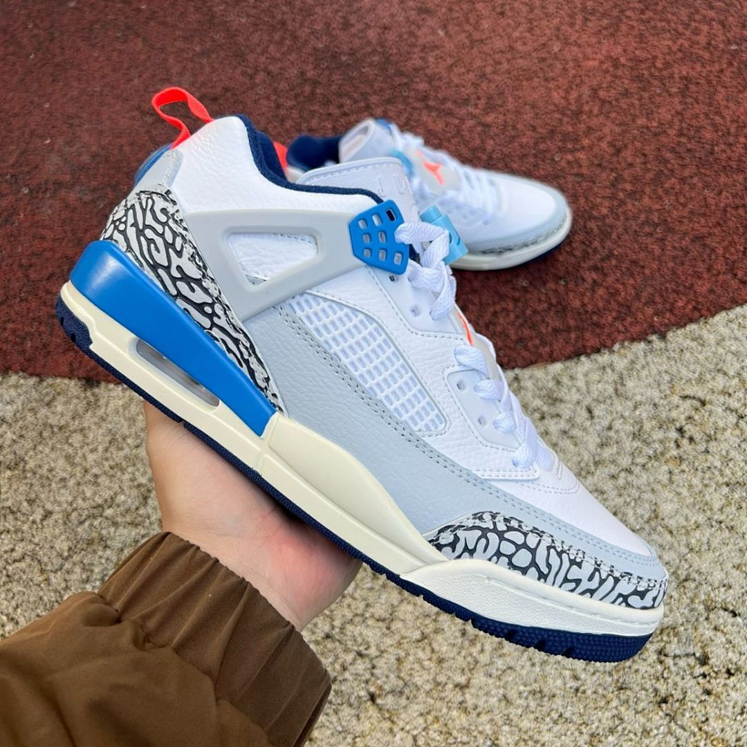 Jordan Spizike Low White Royal Blue Cement Grey Orange Peel FV1527-104 Men's Sneakers
