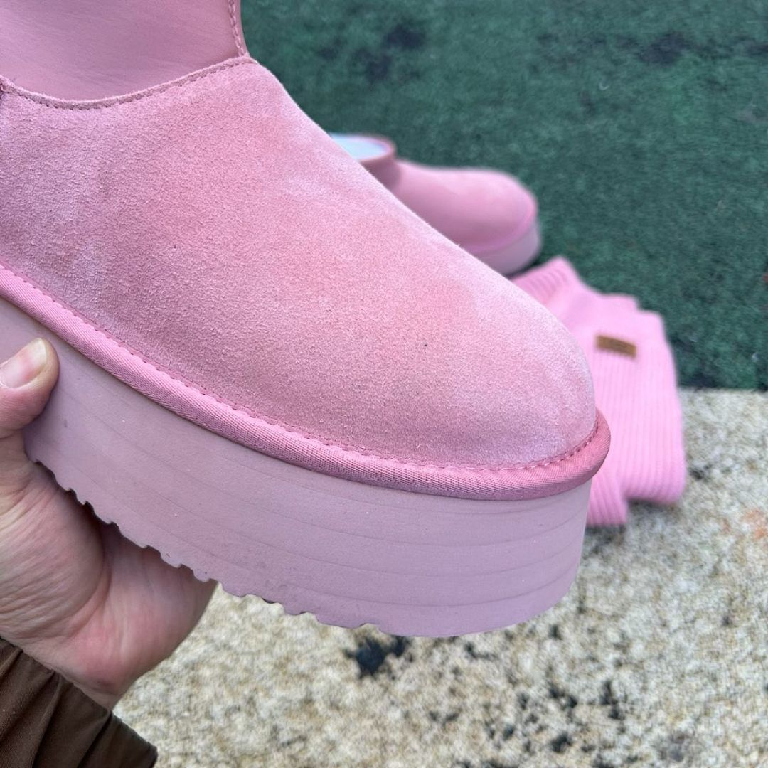 UGG Women's Classic Ultra Mini Platform Boots Rose Suede Style 1135092