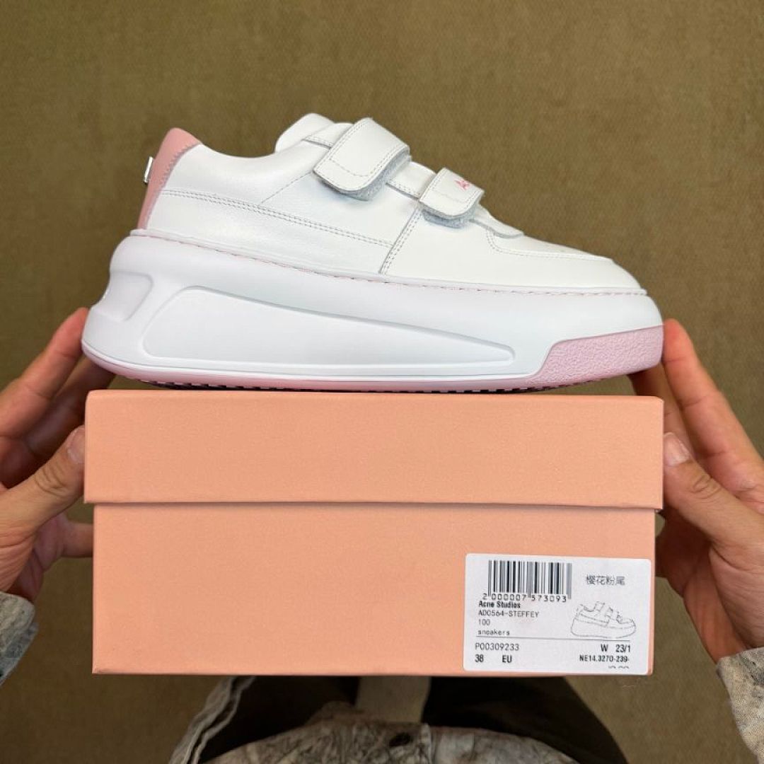 Simmi London Aurelia Women's White Pink Chunky Platform Velcro Strap Trainers