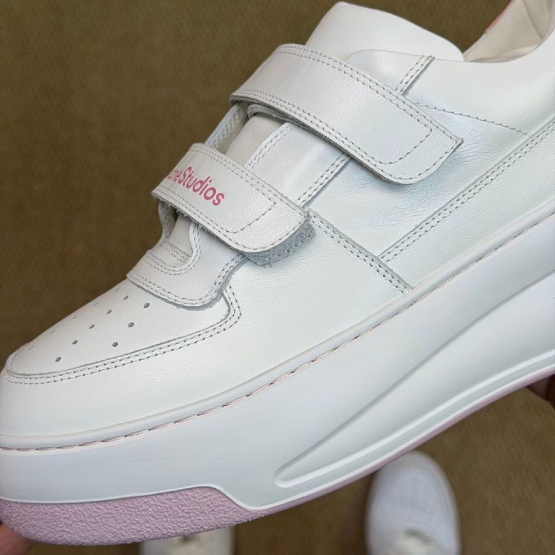 Simmi London Aurelia Women's White Pink Chunky Platform Velcro Strap Trainers
