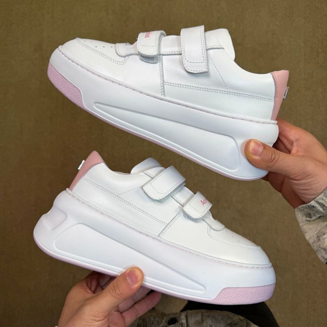 Simmi London Aurelia Women's White Pink Chunky Platform Velcro Strap Trainers