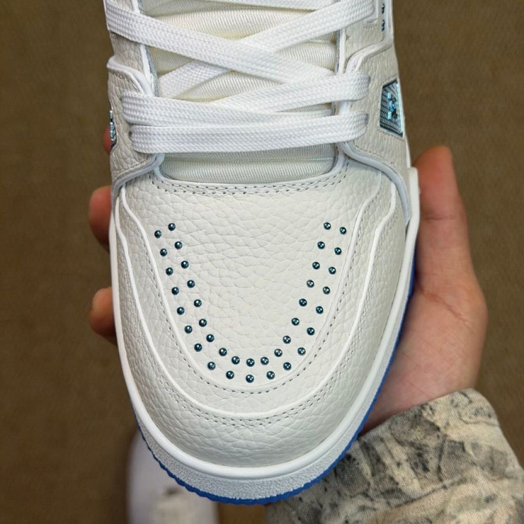 Louis Vuitton LV Trainer Sneaker 1A9FHW White Blue Men's Luxury Designer Shoes