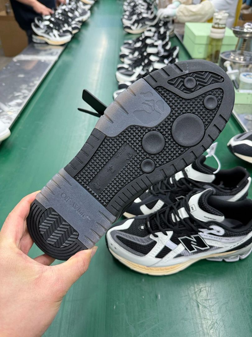 Off-White "FOR WALKING" Black Leather Sneakers, Streetwear Casual Fashion Shoes, Men's Women's Designer Footwear