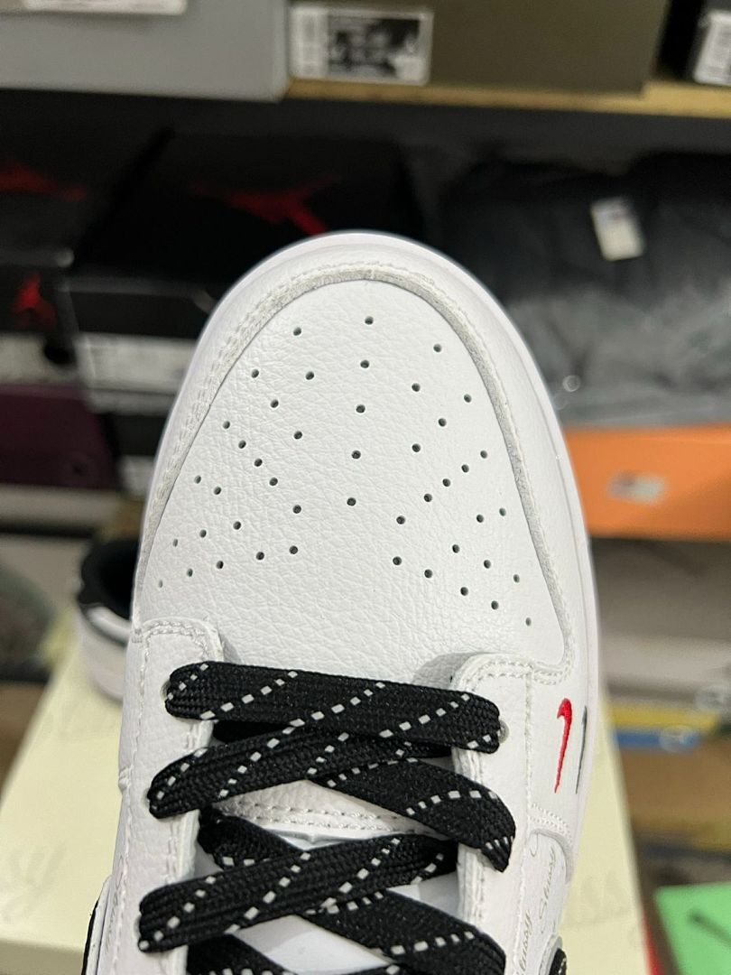 Nike Dunk Low Stüssy White Black Red Mini Swoosh