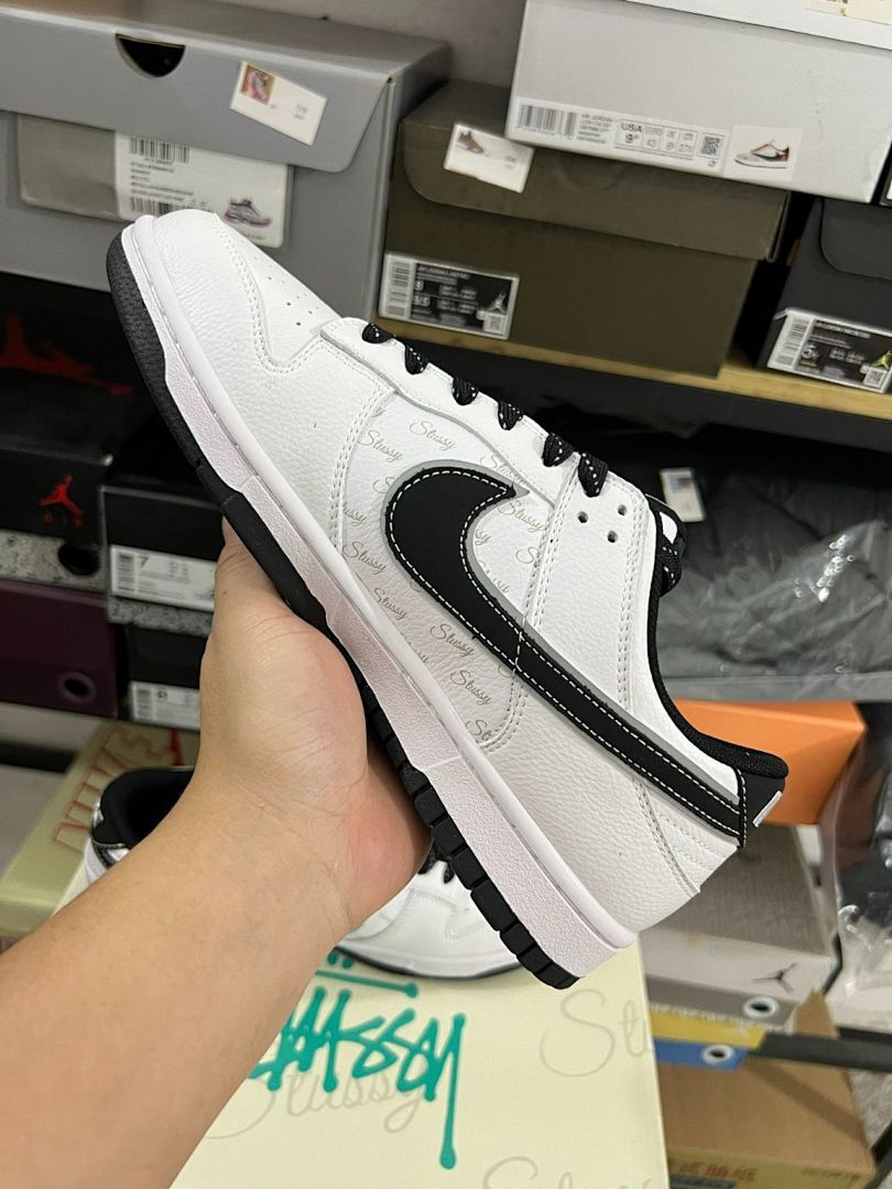 Nike Dunk Low Stüssy White Black Red Mini Swoosh